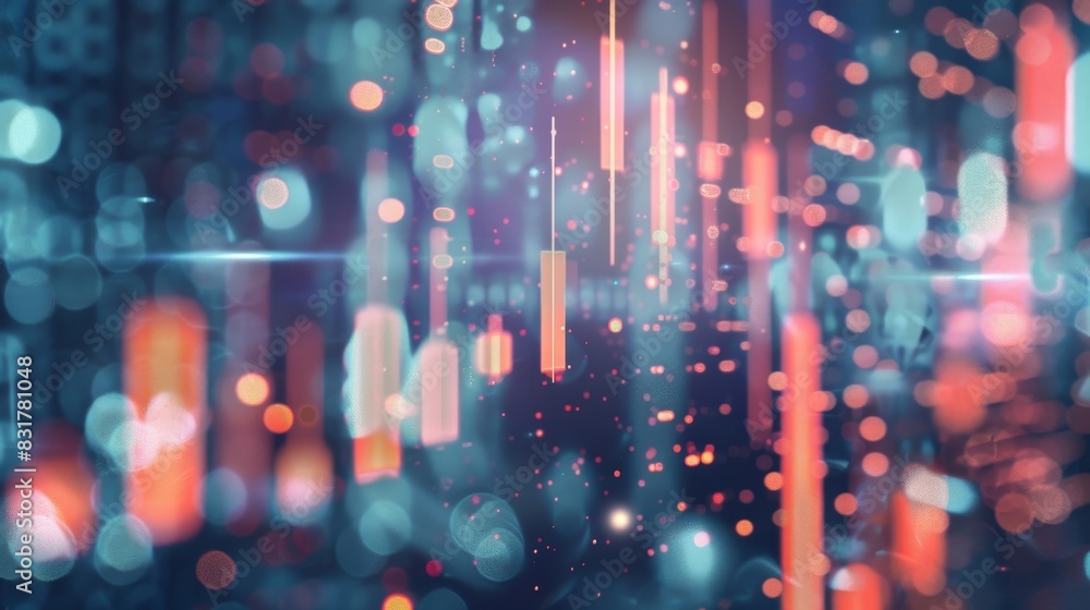 Fototapeta premium The power of AI in fintech is on full display as neural networks seamlessly merge with traditional financial graphs and symbols.