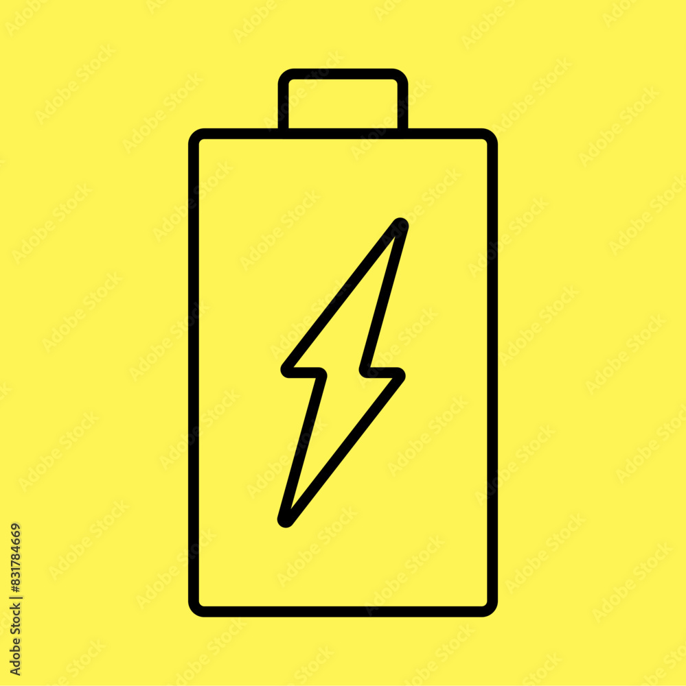 battery icon simple, line vector isolated on yellow background. trendy and modern design battery icon simple, line vector isolated on yellow background. trendy and modern design
