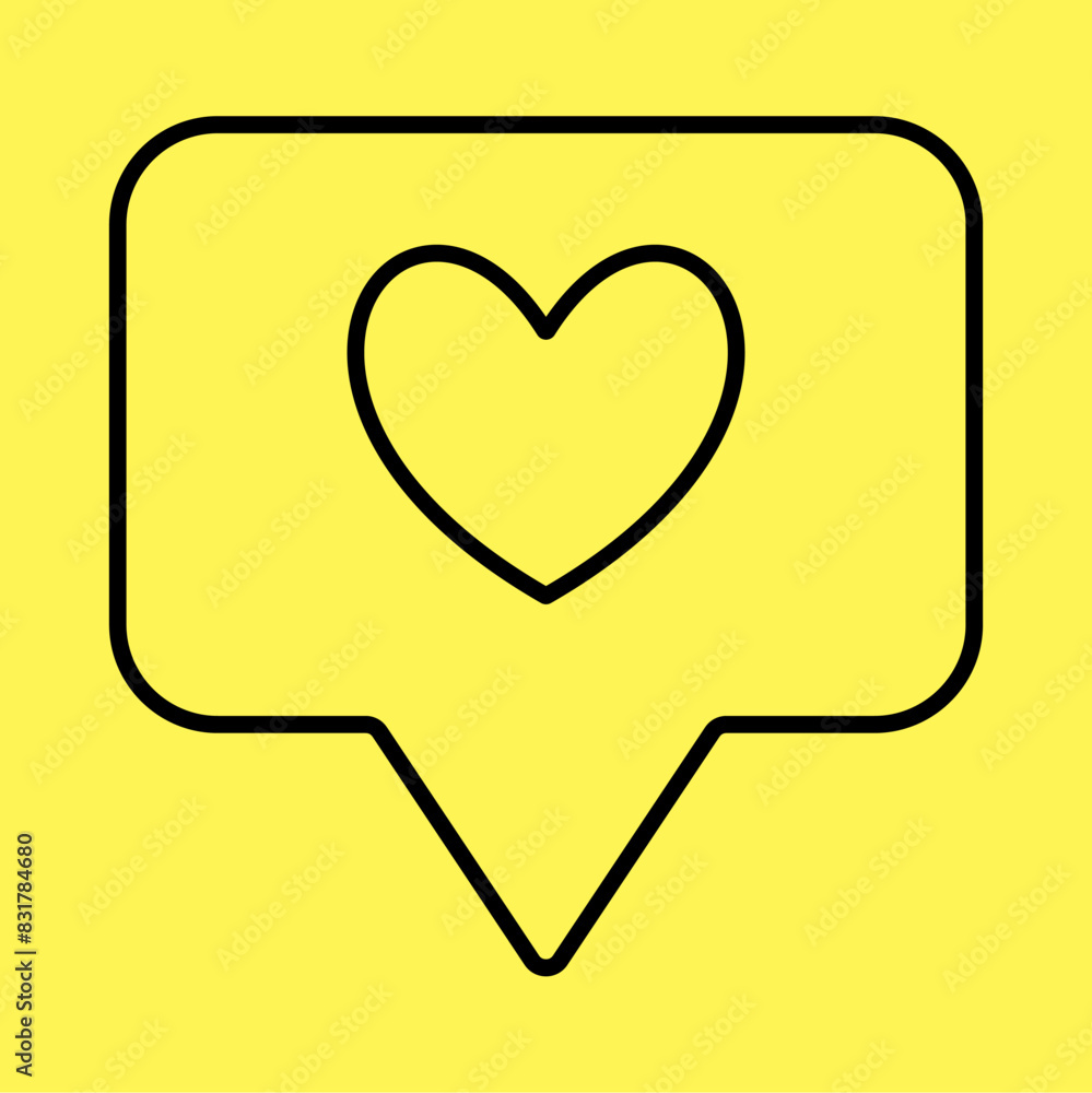 simple like comment icon, line vector isolated on yellow background. trendy and modern design simple like comment icon, line vector isolated on yellow background. trendy and modern design