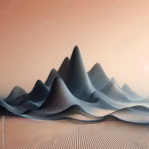 Fototapeta Naklejka Na Ścianę i Meble -  3D Abstraction of Dark Hills on a Pastel Background