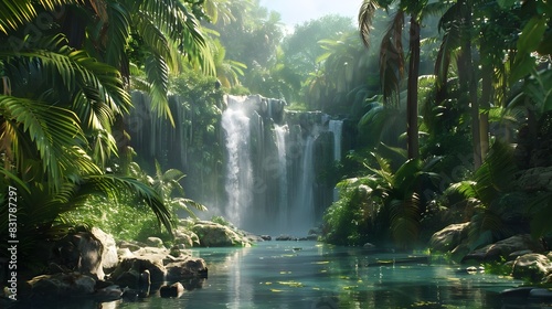 waterfall in jungle photo