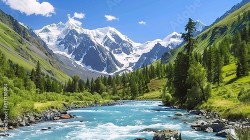 Altay s Summertime Splendor  Lush Green Meadows and Blossoming Wildflowers  A Vibrant and Colorful Summer Landscape