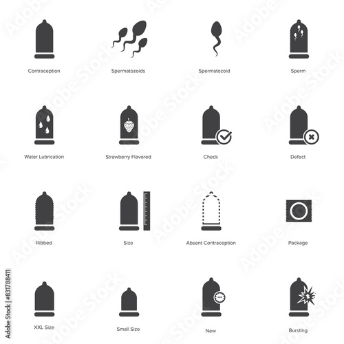 Condom icon set. Safe sex icon vector illustration.