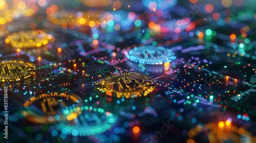 A sprawling field filled with various types of digital currency each one shining with a unique hue. © Justlight
