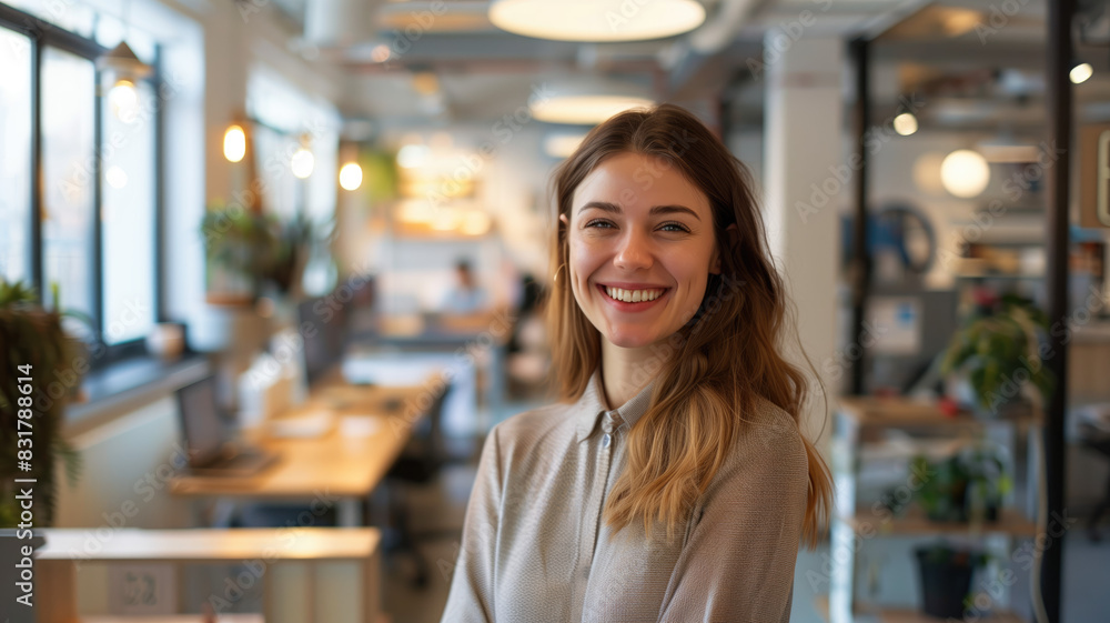 A satisfied customer smiling in a freshly cleaned space Generative AI A satisfied customer smiling in a freshly cleaned space Generative AI