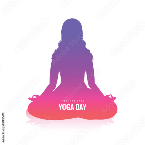 International yoga day of woman doing yoga pose on celebration background