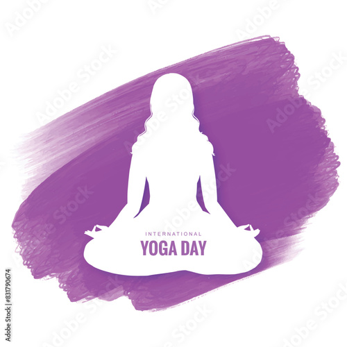 International yoga day of woman doing yoga pose on celebration background