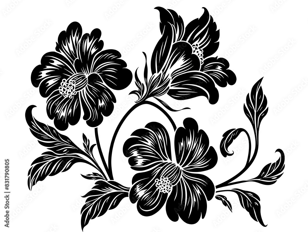 black and white floral design black and white floral design