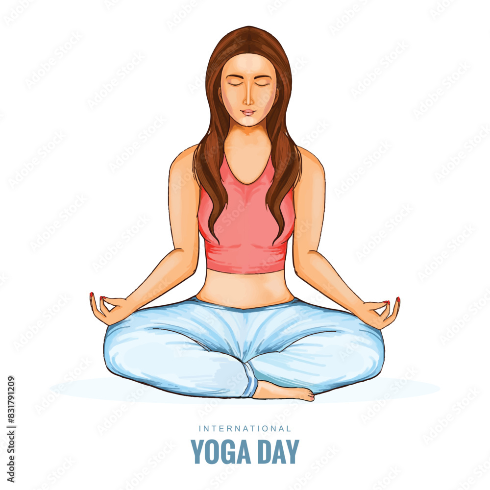 International yoga day with woman doing yoga pose background International yoga day with woman doing yoga pose background