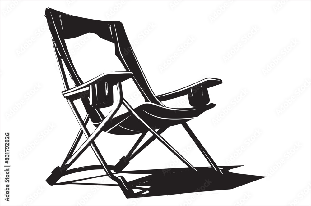 Camping chair Silhouette vector illustration on white background. Black Camping chair silhouette. Camping chair Silhouette vector illustration on white background. Black Camping chair silhouette.