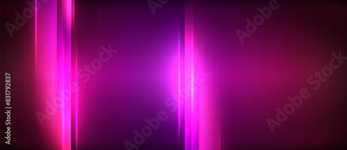 Wallpaper Mural Neon glowing circle rays, light round lines in the dark, planet style neon wave lines. Energetic electric concept design for wallpaper, banner, background Torontodigital.ca