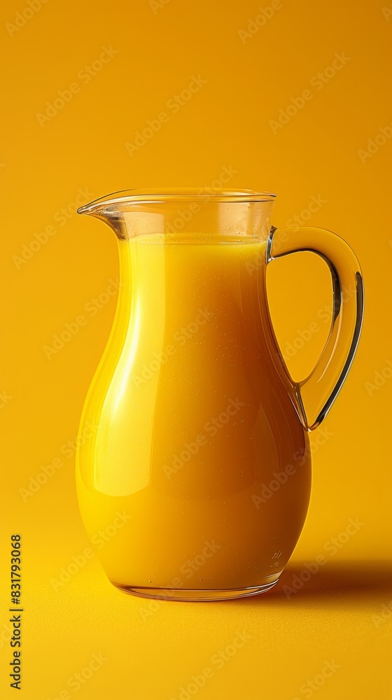 Lemonade pitcher on a pastel yellow backdrop with room for text, minimalist photo for summer vibes Lemonade pitcher on a pastel yellow backdrop with room for text, minimalist photo for summer vibes