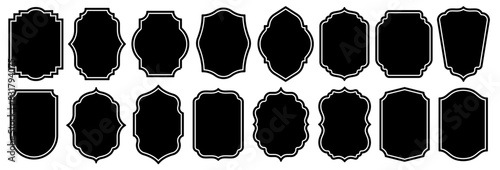 Set of vintage label and badges shape collections. Vector illustration. Black template for patch, insignias, overlay.	