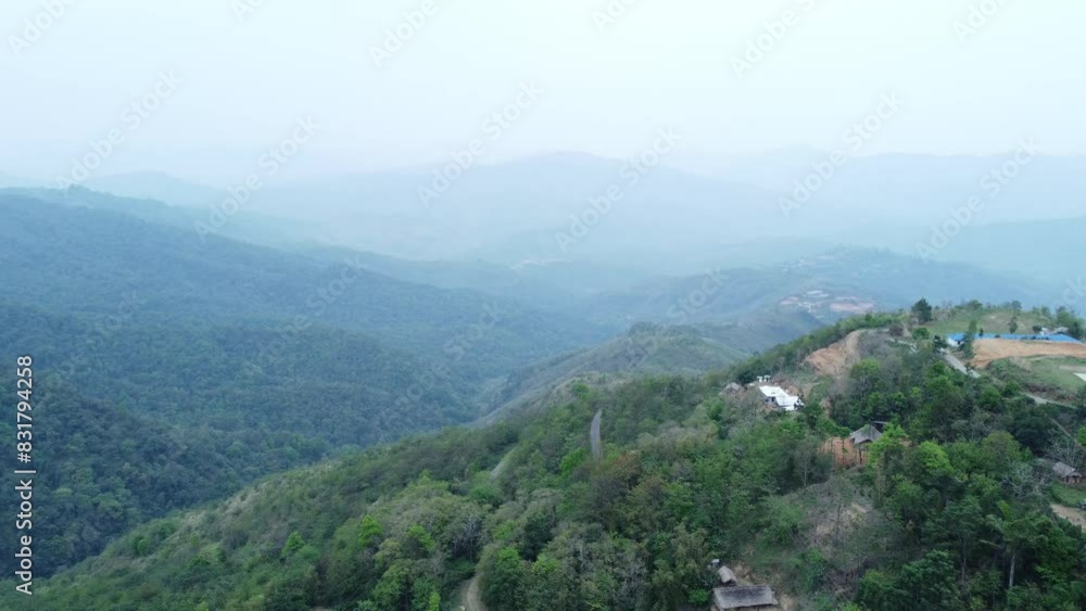 Drone view shot of landscape or houses and environment of people living in Nagaland, India. Drone view shot of landscape or houses and environment of people living in Nagaland, India.