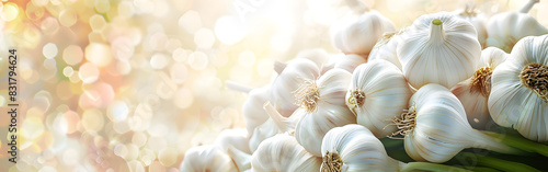 Collection of garlic photos isolated on a clean white bokeh in background for optimal search relevance photo