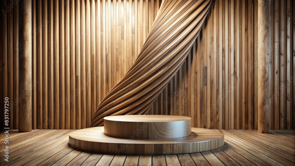Intricately Designed Wooden Platform in a Modern Interior
