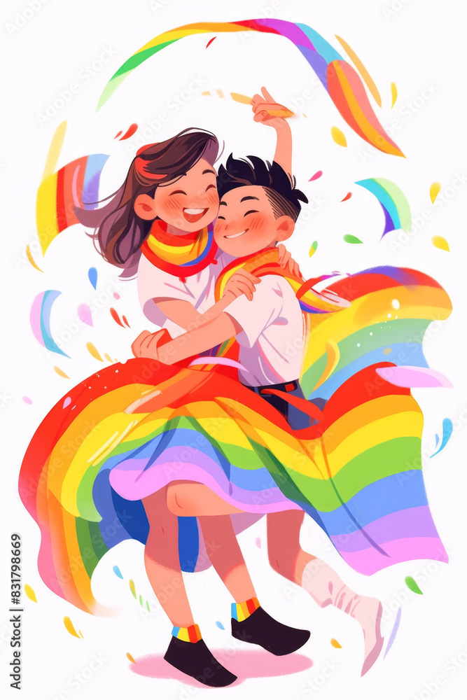 LGBT friend and couples with happiness and smile, Pride month , gay and lesbian relationship. Rainbow and balloon Pride element with white background.
LGBT friend and couples with happiness and smile, Pride month , gay and lesbian relationship. Rainbow and balloon Pride element with white background.