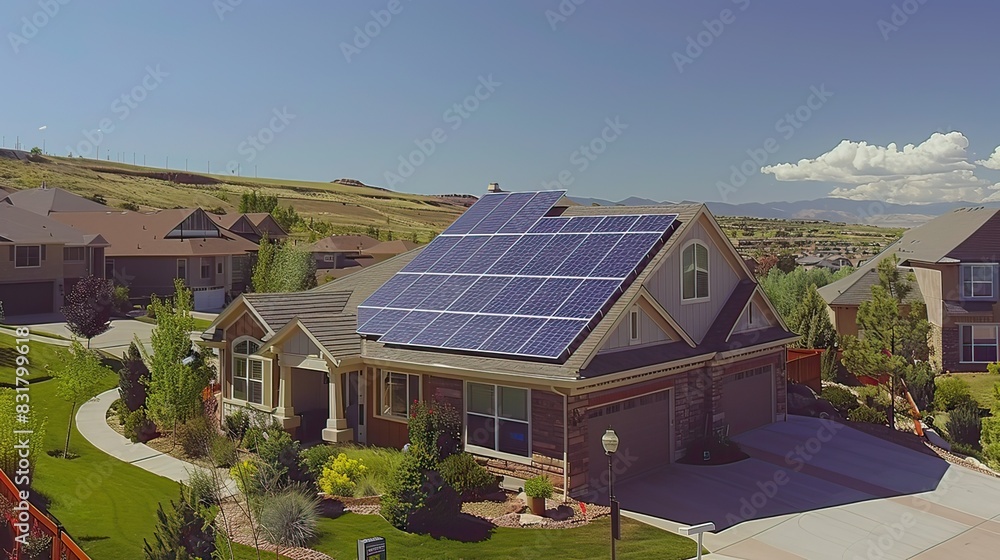 Go Green: Young Homeowners installing Solar Panels on a Suburban Western USA Home Go Green: Young Homeowners installing Solar Panels on a Suburban Western USA Home