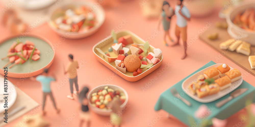 a table with people eating food and plates of food
a table with people eating food and plates of food