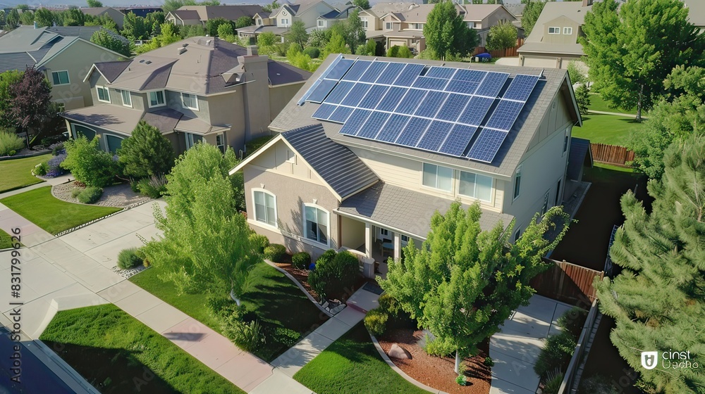 Go Green: Young Homeowners installing Solar Panels on a Suburban Western USA Home Go Green: Young Homeowners installing Solar Panels on a Suburban Western USA Home
