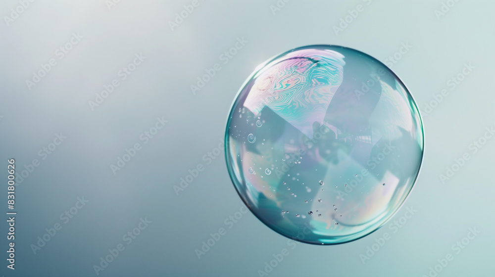 Solitary Soap Bubble Floating Against Soft Background