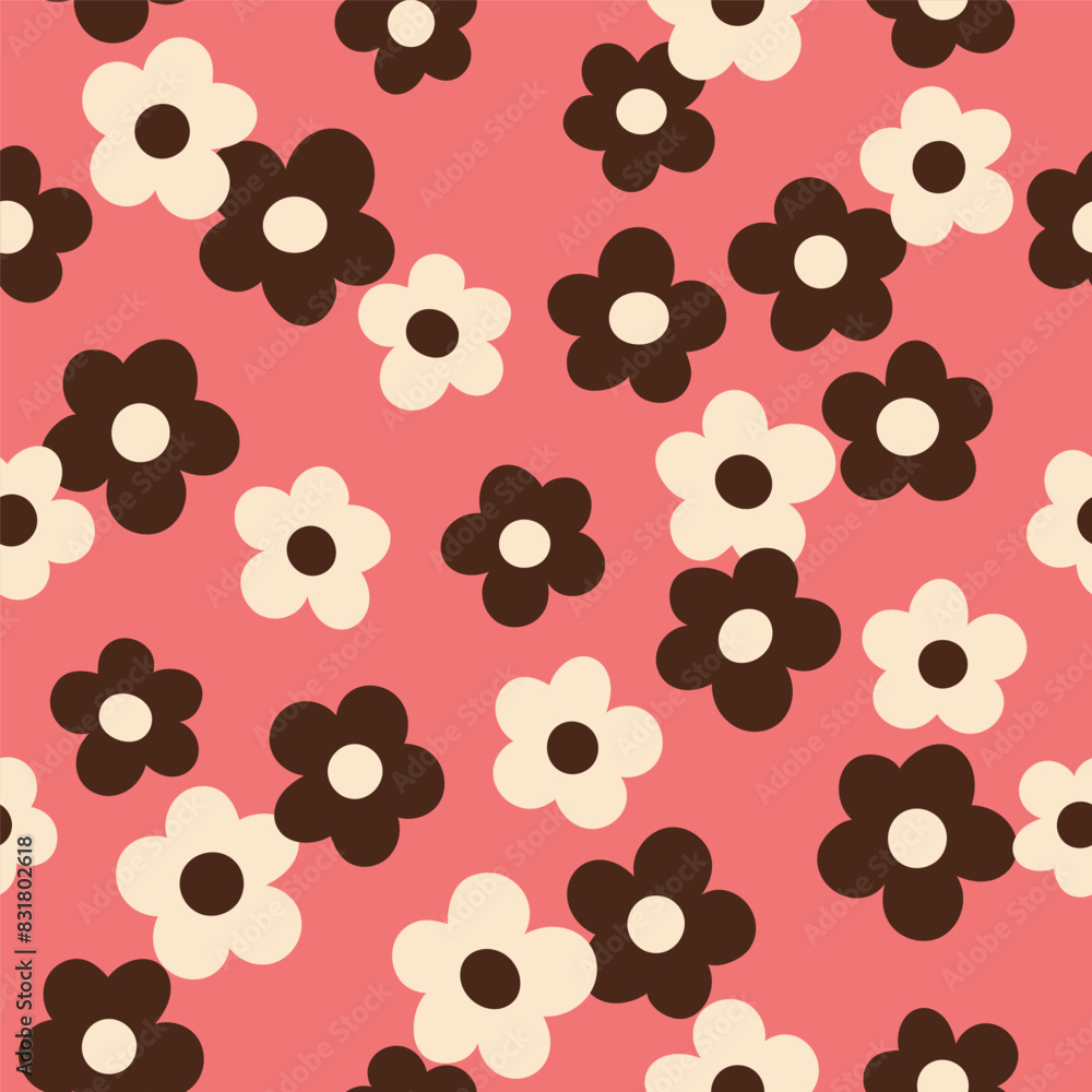 Groovy flower power seamless pattern. Retro, hippie vector floral all over surface print. Nostalgic 60s and 70s retro background. Groovy flower power seamless pattern. Retro, hippie vector floral all over surface print. Nostalgic 60s and 70s retro background.