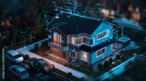 Smart Homes: Depict a scenario where AI-powered security systems monitor and protect a home, identifying and responding to potential threats in real-time
