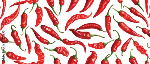 Red Chili seamless pattern background3