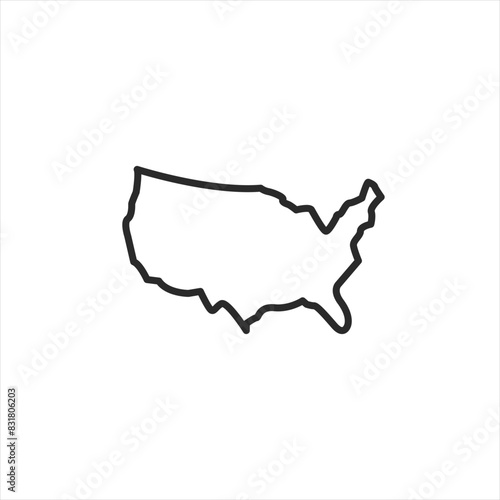United States Outline icon. Simple map icon of the United States, featuring the distinct continental outline. Ideal for educational, travel, and geographical applications. Vector illustration
