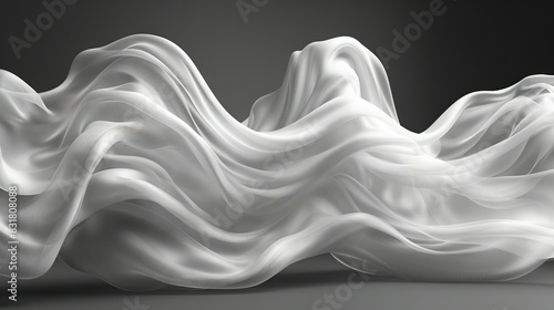   Black-and-white photo of a white liquid wave on a gray background with a black backdrop