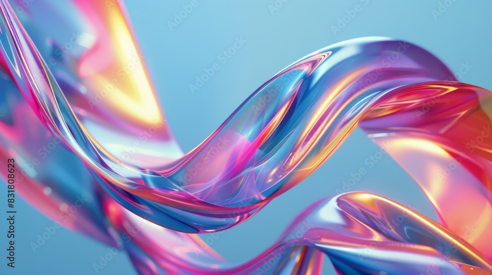 Neon ribbons twist, dance in colorful spectacle Neon ribbons twist, dance in colorful spectacle