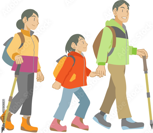 アウトドアを楽しむ親子のイラスト