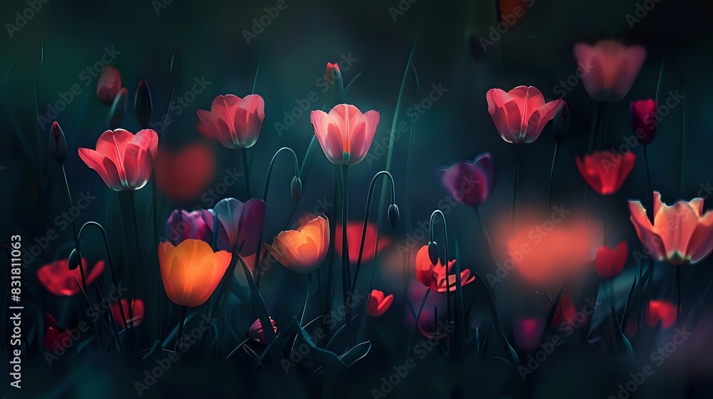 Romantic Floral Landscape Captured in Soft, Ethereal Light Romantic Floral Landscape Captured in Soft, Ethereal Light