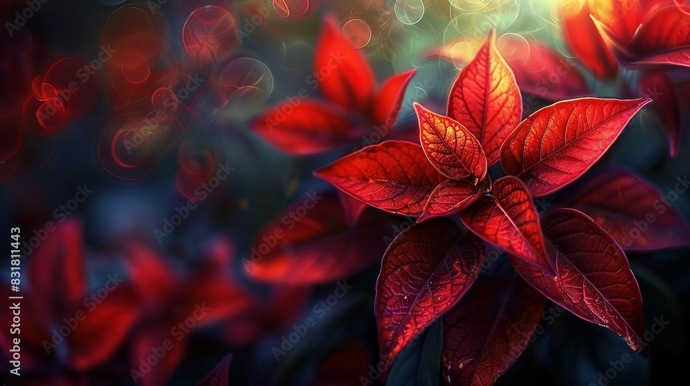 Red poinsettia close-up, out-of-focus background Red poinsettia close-up, out-of-focus background