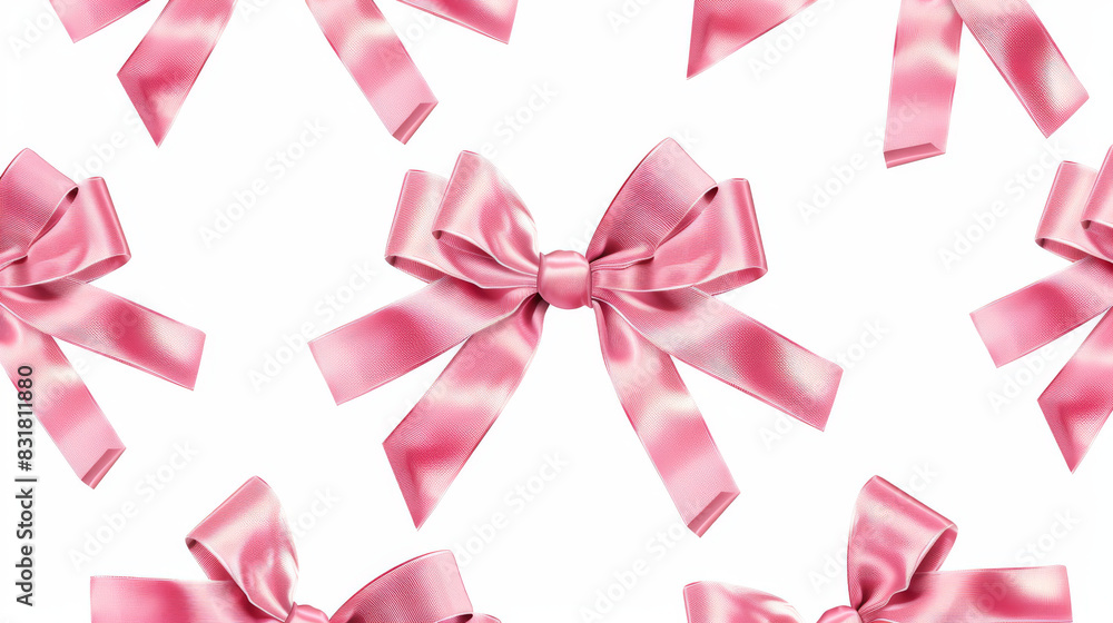 Coquette pattern pink ribbon bow isolated background Coquette pattern pink ribbon bow isolated background