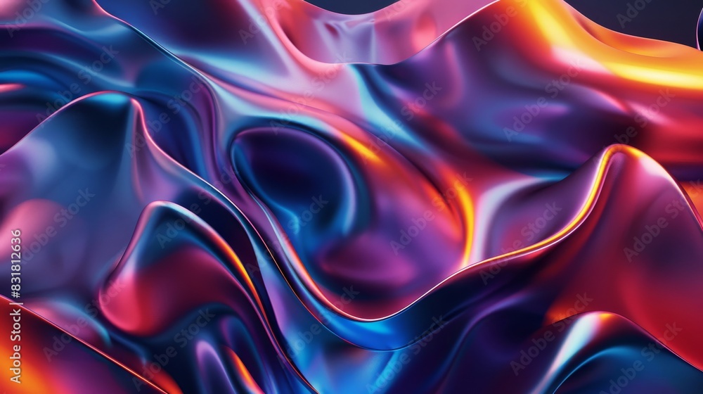 Obraz premium Vibrant hues intertwine in abstract waves of fluid harmony