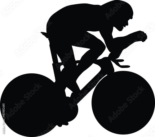 Track cyclist silhouette full body. People cycling illustration. Sport biking tournament in vector.