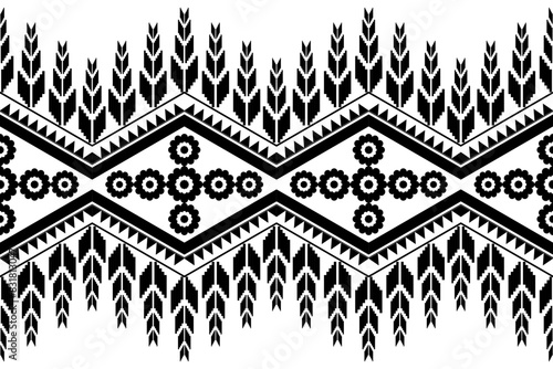 Geometric ethnic floral pixel art embroidery, Aztec style, abstract background design for fabric, clothing, textile, wrapping, decoration, scarf, print, wallpaper, table runner.