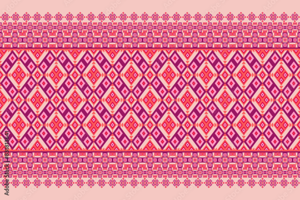 Geometric ethnic floral pixel art embroidery, Aztec style, abstract background design for fabric, clothing, textile, wrapping, decoration, scarf, print, wallpaper, table runner. Geometric ethnic floral pixel art embroidery, Aztec style, abstract background design for fabric, clothing, textile, wrapping, decoration, scarf, print, wallpaper, table runner.