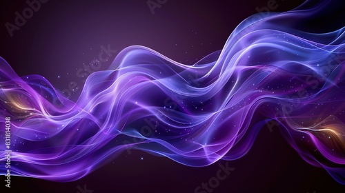  A blue and purple wave of light on a dark background, featuring stars and sparkles throughout the center