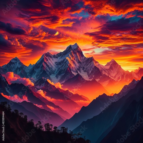 30 16. Sunset Splendor in the Himalayas_ A dramatic and colorful photo