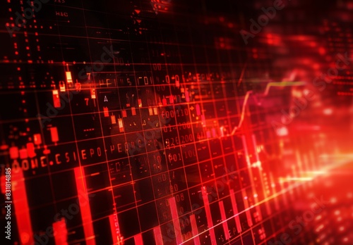 Wallpaper Mural Graphics of financial markets with a red background. Torontodigital.ca