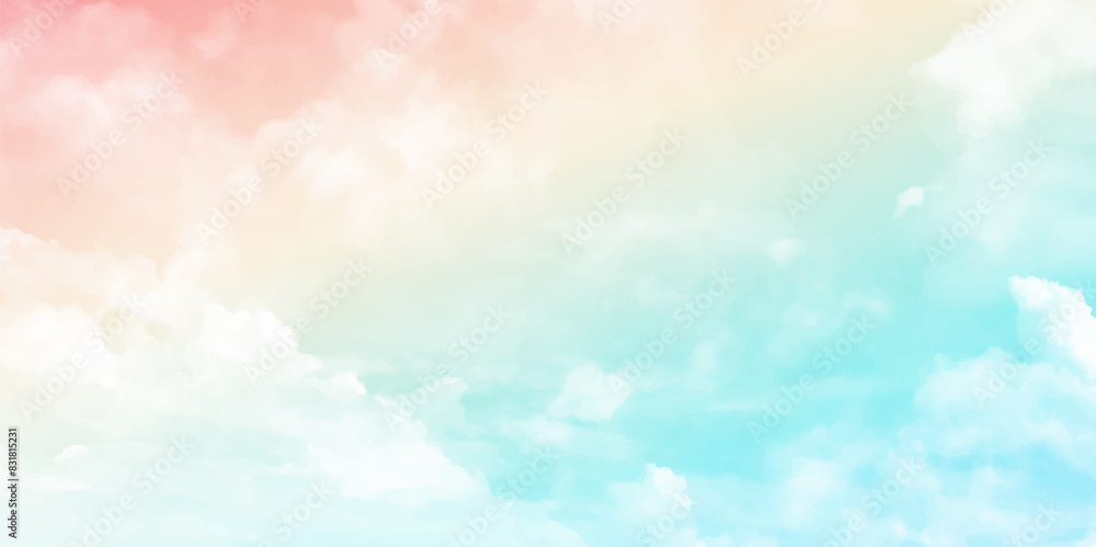 Vector illustration of fantasy sky background and pastel color.