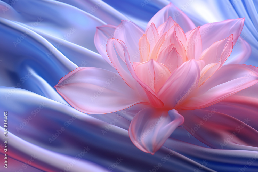 Translucent cyberpunk-style flower, embodying a fusion of technology and natural beauty in pastel hues