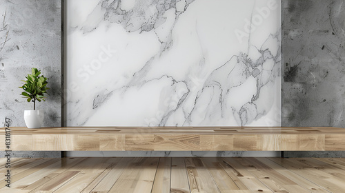White marble podium for product placement ,generative ai © Mahnoor
