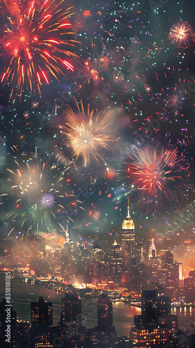 Dazzling Fireworks Illuminate Night Sky, Symbolizing Fleeting Beauty