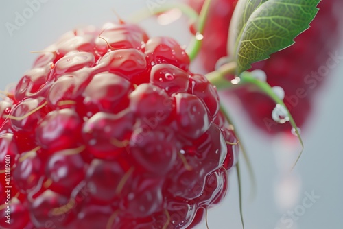 macrophoto of raspberries photo