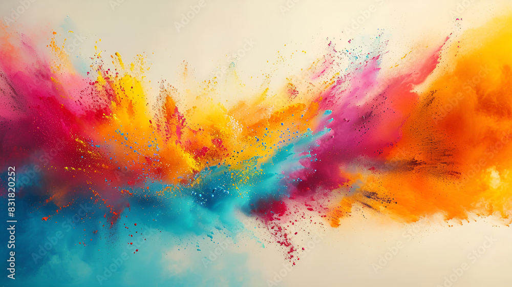 Colorful Abstract Powder Explosion on White Background Colorful Abstract Powder Explosion on White Background