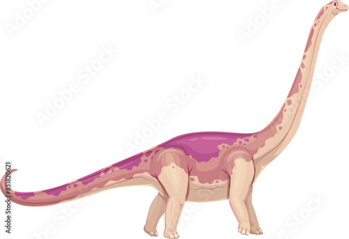 Mamenchisaurus prehistoric dinosaur showcasing its long neck and distinctive body markings. Isolated cartoon vector dino reptile character for paleontology educational materials, books and games