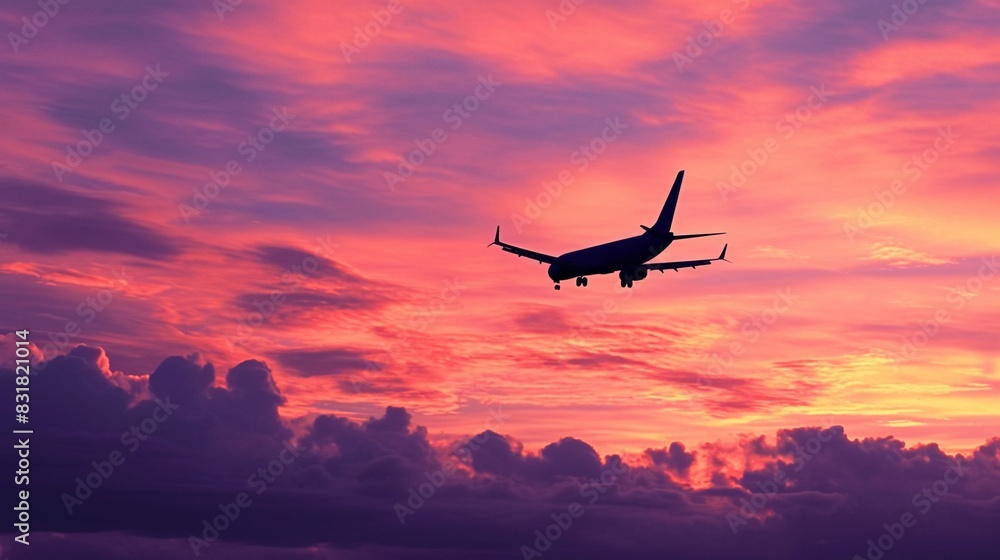 旅客機と夕日の風景9 旅客機と夕日の風景9